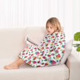 thumbnail image 4 of Red Strawberry Plants Leaf White Pattern Blanket Hoodies for Kids 6-13YR Oversize Wearable Blanket Hoodies for Boys Girls Teens, 4 of 7