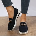thumbnail image 2 of Oyedens Slip On Loafers Fashion Sneakers For Women Knit Breathable Platform Wedge Chunky Mid Heels Driving Walking Shoes Low Top Boat Shoes, 2 of 6
