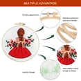 thumbnail image 4 of Beginner Embroidery Kit for Adults - 3pcs Cotton Linen & 20cm Bamboo Hoop - Colorful Printed Patterns, Easy Needlework for Home Decor - Beauty Sisters, Best Girlfriends, Best Friends Dream, 4 of 7