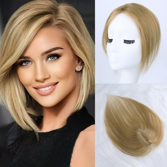Xiao Hua Postizos para el cabello para mujer, con clip, flequillo, color castaño moca, cobertura de 360°, postizos para cabello fino, postizos para mujer, castaño mixto