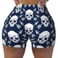 thumbnail image 2 of Balery white arrow Skull Pantalones cortos de entrenamiento estampados para mujer, sin costuras, ajustados, para gimnasio, yoga, correr, deportes, ejercicio activo, fitness.-XX-Large, 2 of 8