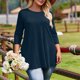 thumbnail image 4 of Plus Tamaño Suelto Ajuste Camisetas para las Mujeres Impresas 3/4 Manga Cuello Redondo Blusa Casual Verano, Más Tamaño de la Túnica de Manga Larga para las Mujeres, 4 of 6