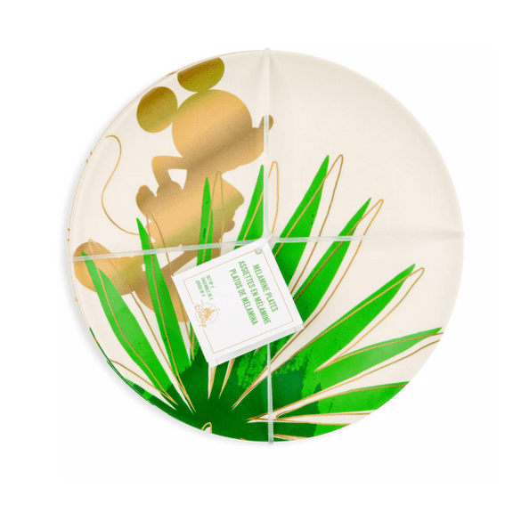 Disney Parks Mickey SilhouetteTropical Set of 4 Plates New with Tag