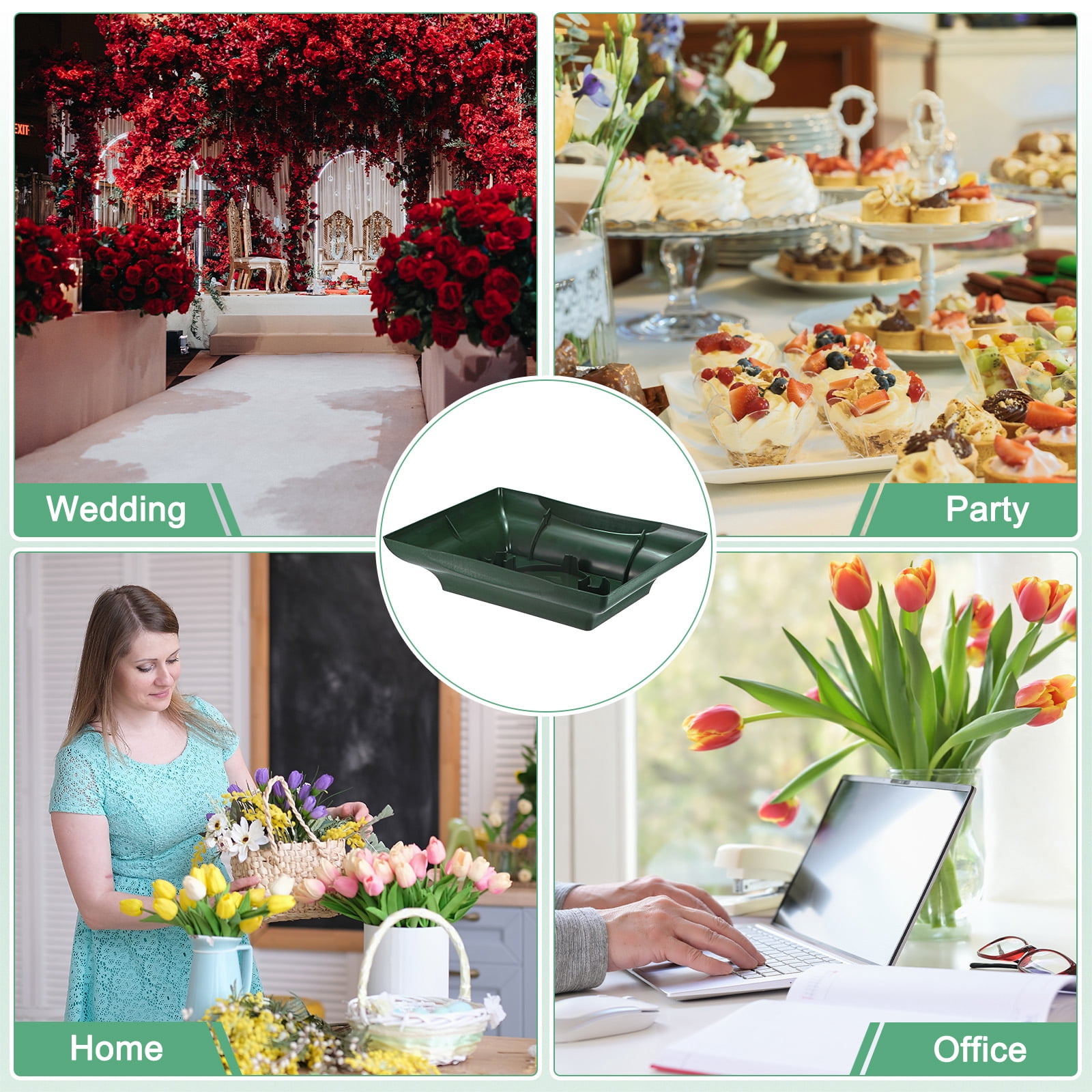 Uxcell 3-Pack Floral Arrangement Bowls, 8.7 Inch Floral Foam Bowl [Brown Green]
