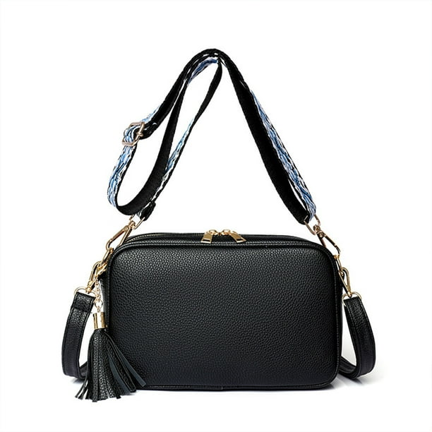 Bolso bandolera pequeño de PU de gran capacidad para niñas con un solo hombro Negro