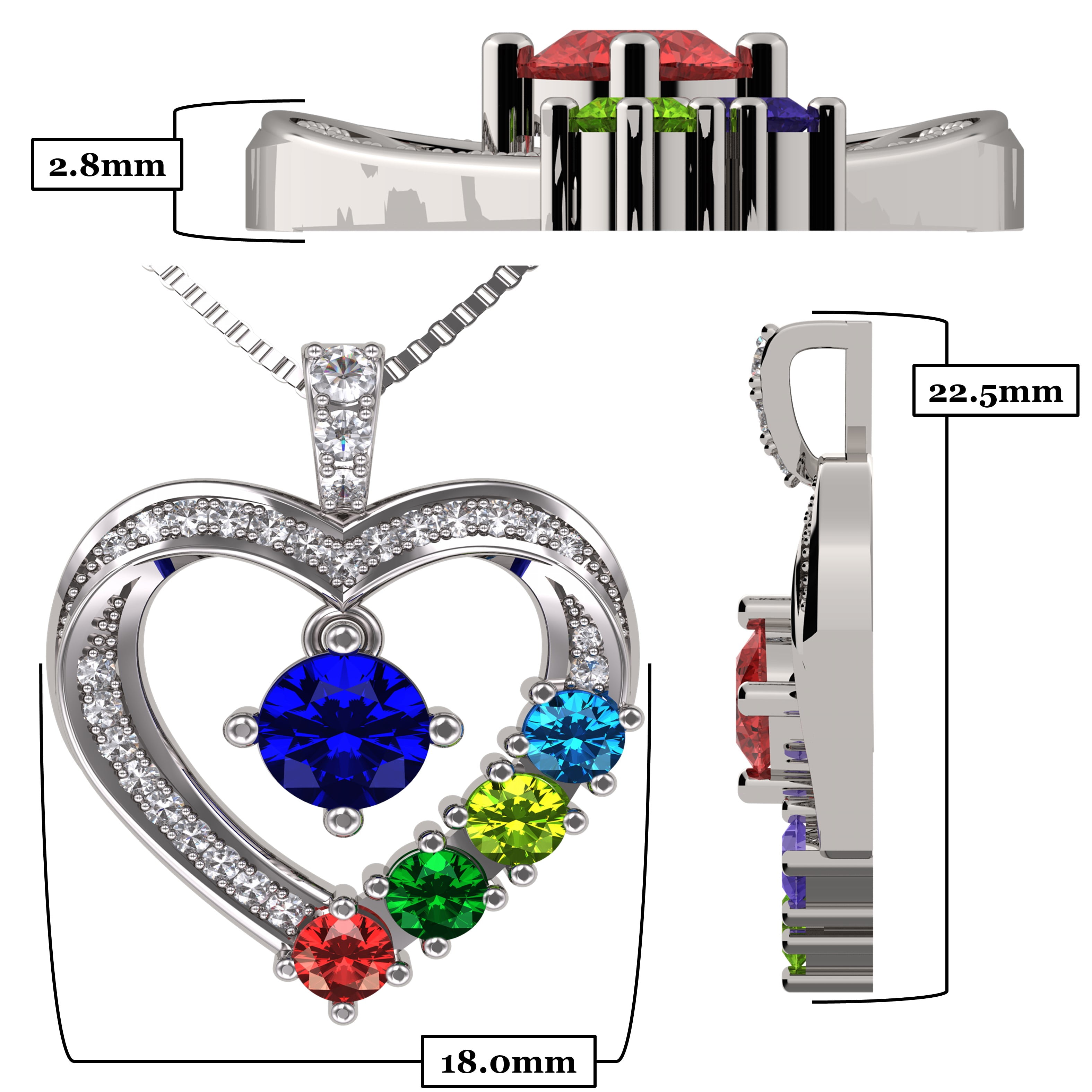 Nana Heart 1-6 Birthstone Mother & Child Necklace with Chain for Women - Rose Gold Plated, Stone 3