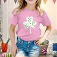 thumbnail image 2 of Shadoumai Girls' St. Patrick's Day T-Shirt, Pink with Green Sequin Shamrock, Short Sleeve, 2 of 4