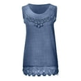 thumbnail image 6 of Seductiva Cami Tank Tops for Women O Neck Sleeveless Pure Color Lace Plus Size Vest Tops Loose T Shirt Blouse Sleeveless Basic Cami Top Shirt Womens Tops, 6 of 7