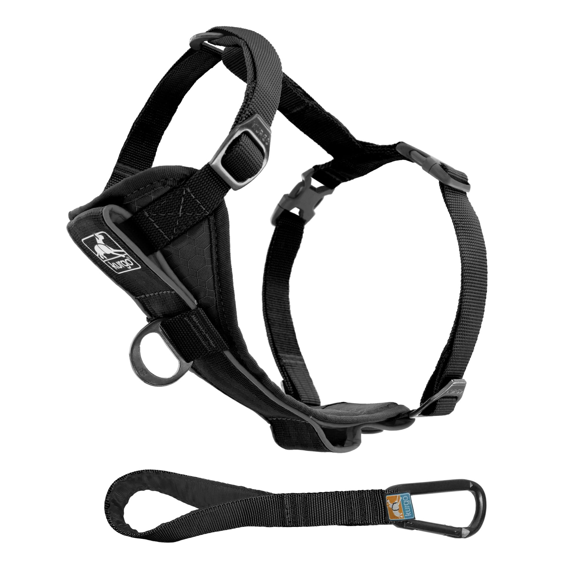 Kurgo Tru-Fit Smart Harness, Front D-Ring for No Pull Training, Includes Dog Seat Belt Tether, Black, Small
