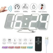 Upgraded 3D Wireless Remote Digital RGB LED Alarm Clock USB Powered Time/Temperature/Date Display 115-Color Changing 3-Level Brightness Sound Control Humidity/Countdown/Snoozing Functions Wall Desktop