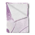 thumbnail image 2 of Purple Soft Flannel Fleece Throw Blanket, Abstract Art Style Vector Illustration of Flower Background with Butterfly, Cozy Plush for Indoor and Outdoor Use, 60" x 80", Violet and White, by Ambesonne, 2 of 5