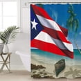 thumbnail image 4 of Independence Day Shower Curtain Puerto Rico Flag Patriotic Shower Curtain Fabric Bath Curtains for July 4th Holiday Coco Tree Beach Bathroom Decor Sets with Hooks Waterproof 72"x72", 4 of 6