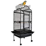 63-Inch Large Open Top Wrought Iron Bird Parrot Cage with Seed Skirts and Rolling Stand for African Grey Small Quaker Amazon Parrot Cockatiel Sun Parakeet Green Cheek Conure