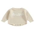 thumbnail image 1 of Nouveau-né Bébé Garçons Filles Pull Rompers Lettre Col Rond Manches Longues Tricot Combinaisons Automne Vêtements Combinaisons, 1 of 7