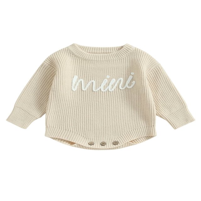 Nouveau-né Bébé Garçons Filles Pull Rompers Lettre Col Rond Manches Longues Tricot Combinaisons Automne Vêtements Combinaisons