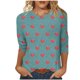 thumbnail image 1 of Camisetas Casuales de las Mujeres 3/4 Manga Cuello Redondo Impreso Blusa Imitación Estante Tela, Camiseta de Moda Superior para el Hogar Diario Y Desgaste Casual Todo el Año, 1 of 1