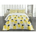 thumbnail image 3 of Ambesonne Exotic Quilted Bedspread Set 3 Pcs, Tropic Coastal Theme, King Size, Yellow Grey Black, 3 of 5