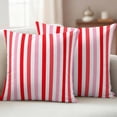 thumbnail image 2 of Red Pink Stripe Outdoor Pillow Covers 24x24 Set of 2,Waterproof Patio Throw Pillowcase Protectors,Geometric White Vertical Striped Decorative Pillow Shams Cushion Covers for Seat Bed Couch Sofa, 2 of 8