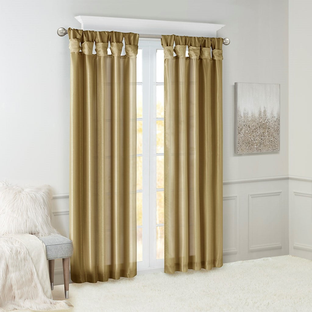 MAYEERTY 50x95" Twist Tab Lined Window Curtain Panel Bronze