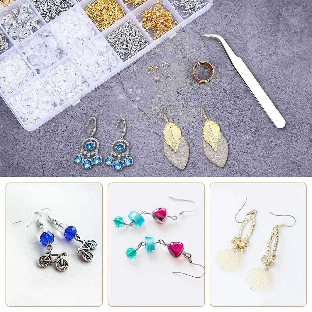 GUOOL Earring Making Kit, 2682Pcs Earring Making Supplies Kit with Earring Hooks Findings, Earring Backs Posts, Jump Rings for Jewelry Making Supplies , Silver