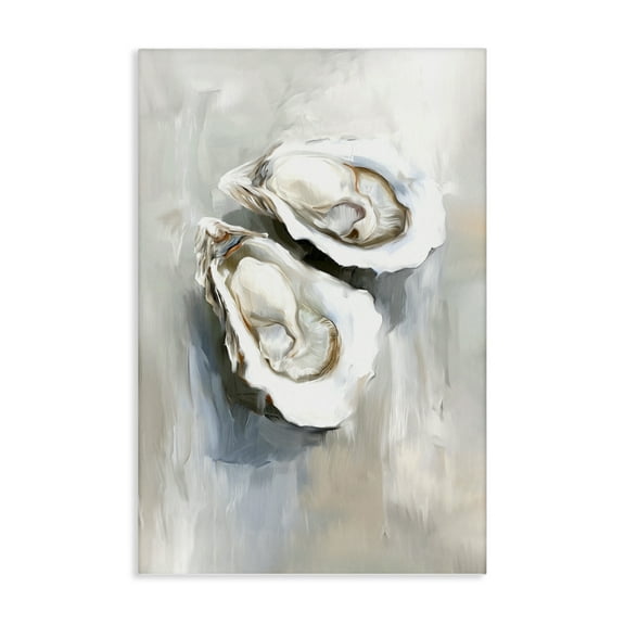 Stupell Industries Two Oysters Seashell Mirage Animals Painting Wrapped Canvas Canvas Art Print Wall Art, 16 x 24