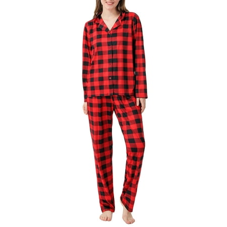 

Lieserram Matching Family Christmas Pajamas Set Red Buffalo Plaid Pajamas Matching