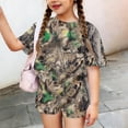 thumbnail image 5 of Abcomgle Girls Short Sets Size 7-8 Girls Two Piece Outfits Camo Short Sleeve T Shirts and Elastic Waist Shorts Cute Casual Girls Summer Clothes, 5 of 6