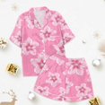 thumbnail image 4 of Girls Silk Satin Pajamas Size 10-12 Short Sleeve Pink Puff Cute Print Tops and Bottoms 2 Pieces Set Button Down Outfits Toddler Kids Pjs Z07-Pink 8-9 Years, 4 of 5