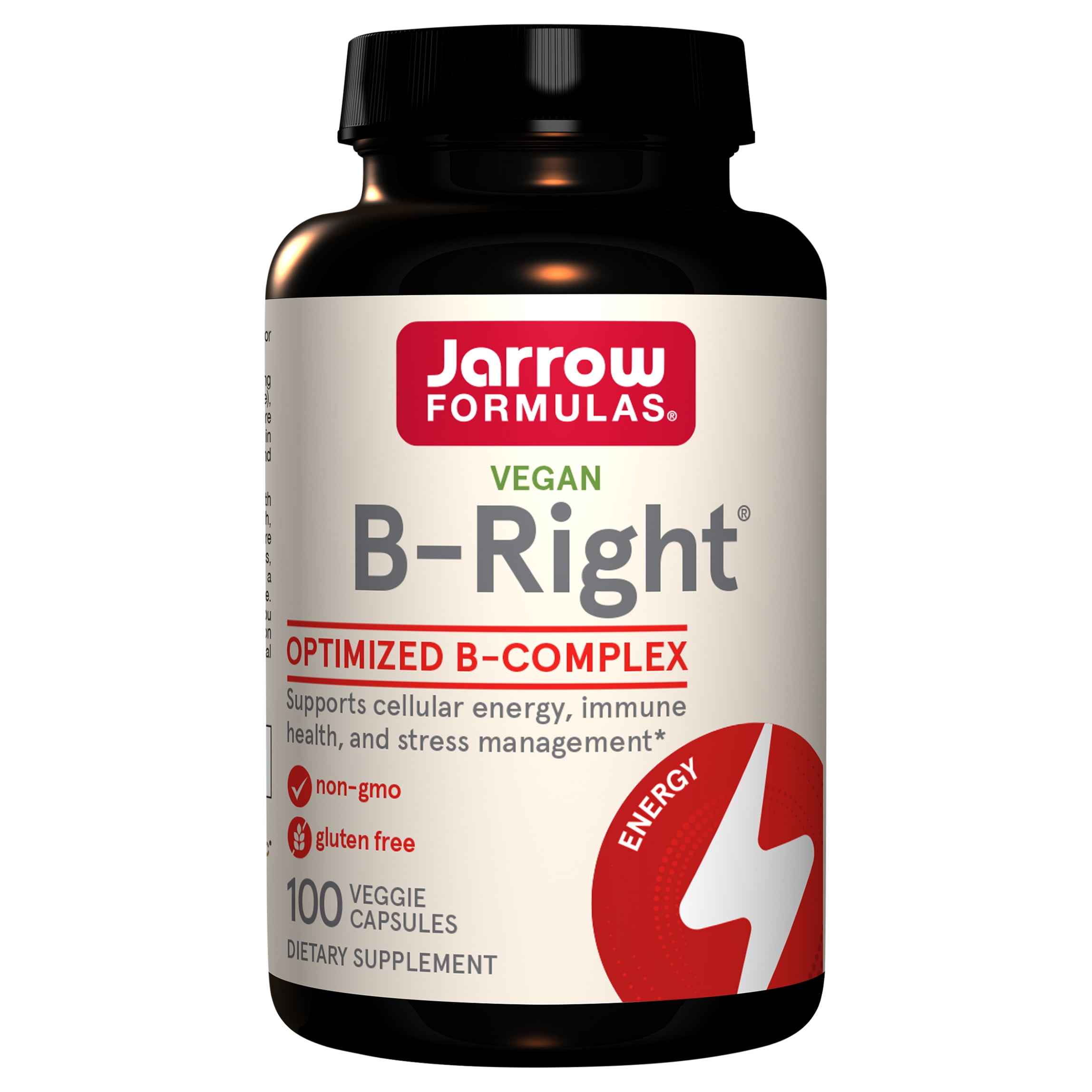 Jarrow Formulas B-Right - 100 Veggie Caps - Low-Odor Vitamin B-Complex Formula - Supports Cellular Energy, Immune Health & Stress Management - Dietary Supplement - 100 Servings - Vegan - Gluten Free