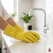 steadmax Natural Rubber Dishwashing Gloves, Large, Reusable Household, Yelow, 2 Pack