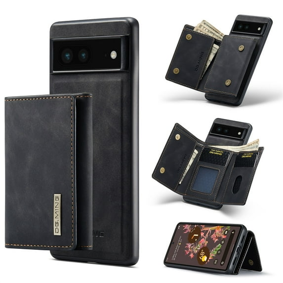 SaniMore Case for Google Pixel 7 6.3", PU Leather Case Soft TPPU Inner Detachable Magnetic Folding Wallet Card Slots Kickstand Anti-drop Shockproof 360°Protection Case For Google Pixel 7, Black