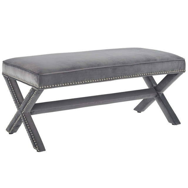 Rivet Performance Velvet Bench Gray