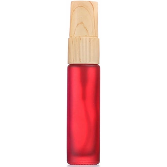 5 Pack 10ml Portable Frosted Glass Spray Bottles Red Refillable Fine Mist Spray with Dust Lid for Travel Glass