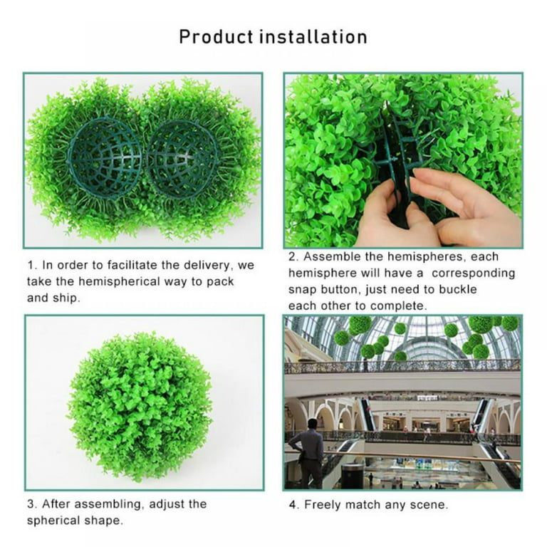 Zerone Plastic Plant Ball Decoration, Artificial Green Plant Decorative  Balls, Indoor Topiary Bowl Filler Greenery Balls Home Outdoor Wedding Party