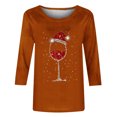 thumbnail image 4 of Wycnly Christmas Shirts Clearance Winter Tee Tops for Women Womens Christmas Shirts Merry Xmas Round Neck Lightweight Ladies Pullover Blouses Casual Snowflake Print Tee Tops Fall 3/4 Sleeve Tops, 4 of 5