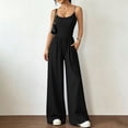 thumbnail image 4 of Jumpsuit for Women, Strapless Waist Cinching Wide Leg, Double-Strap Sleeveless Top, Ruched Waist, Solid Color, 4 of 6