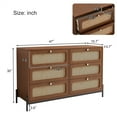 thumbnail image 4 of 6-Drawer Dresser, Modern Cannage Rattan Wood Closet with Metal Legs, Wood Storage Cabinet Sideboard for Bedroom Living Room Entryway, 47"L x 15.7"W x 30"H, Walnut, 4 of 7
