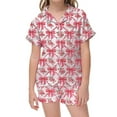 thumbnail image 1 of Ensemble de Pyjama en Satin pour Filles Confortable Deux Pièces avec Design Classique à Boutons et Manches Courtes Douces, 1 of 3