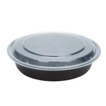 24oz Black Meal Prep/ Bento Box Disposable Round Container with Clear Lid: 3CT