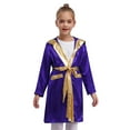 thumbnail image 2 of TiaoBug Enfants Garçons Robe de Boxe Métallique à Capuche Hauts de Boxe Cape Boxeur Manches Longues Ouvert devant Cape à Capuche avec Ceinture Ensemble Violet 10, 2 of 7