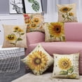 thumbnail image 5 of Set of 4 Sunflower Outdoor Decorative Throw pillow covers 18x18 Inch ,Vintage Sunflower Linen Square Cushion，for Living Room Couch and Bed, 5 of 7
