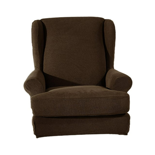Funda de tela para sillón con respaldo de alas, universal, para muebles café
