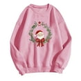 thumbnail image 4 of GuzomFashion Womens Pink Christmas Sweatshirt - 100% Polyester Oversized Crew Neck, Santa Wreath Graphic, Ribbed Cuffs/Hem, S-XXL for Holiday Parties & Casual Wear,Size XL, 4 of 4