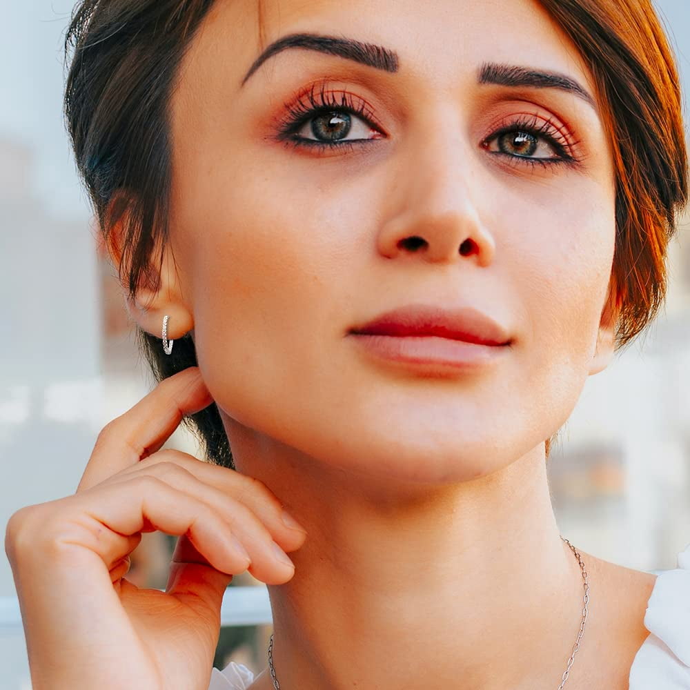 Unique Moments Sterling Silver 1 Ct Round Cut Lab Grown Diamond Hoop Earrings for Women