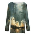 thumbnail image 4 of jobturf Halloween Shirts for Women Pumpkin Printed Cute Long Sleeve T Shirts Novelty Ghost Graphic Tops Fall Tee Fashion Festival Gift, 4 of 5