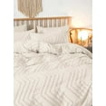 thumbnail image 3 of Seasonwood Queen Duvet Cover Beige Tufted Jacquard Microfiber Bedding Set 3pcs 90" x 90", 3 of 5