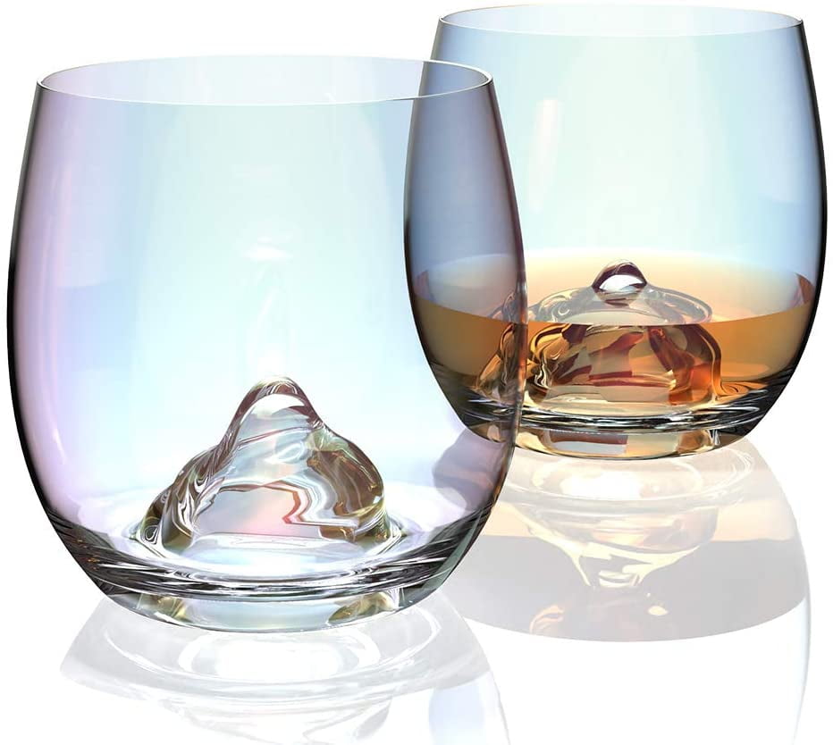 New Style Old Fashioned Drink Glasses Crystal Snifter Glasses Set of 4 for Cognac Whiskey Glassware set Scotch Brandy or Bourbon Tumblers 8.5 oz 