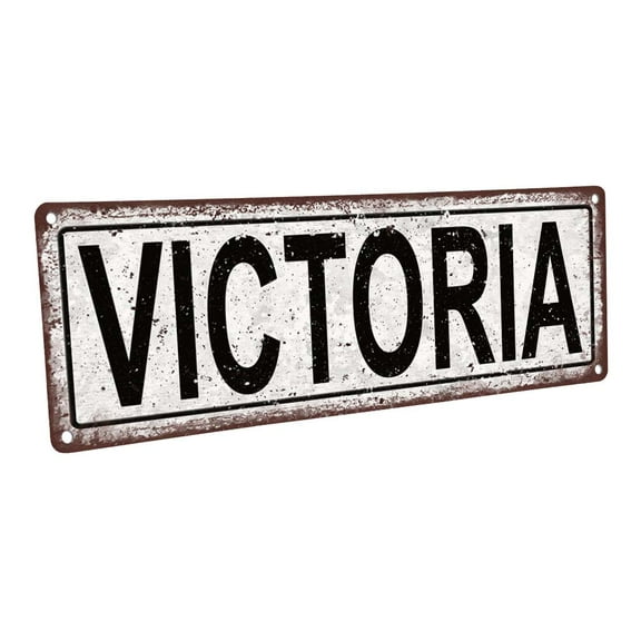 Victoria 4"x12" Metal Sign, Wall Décor for Kids Room and Nursery