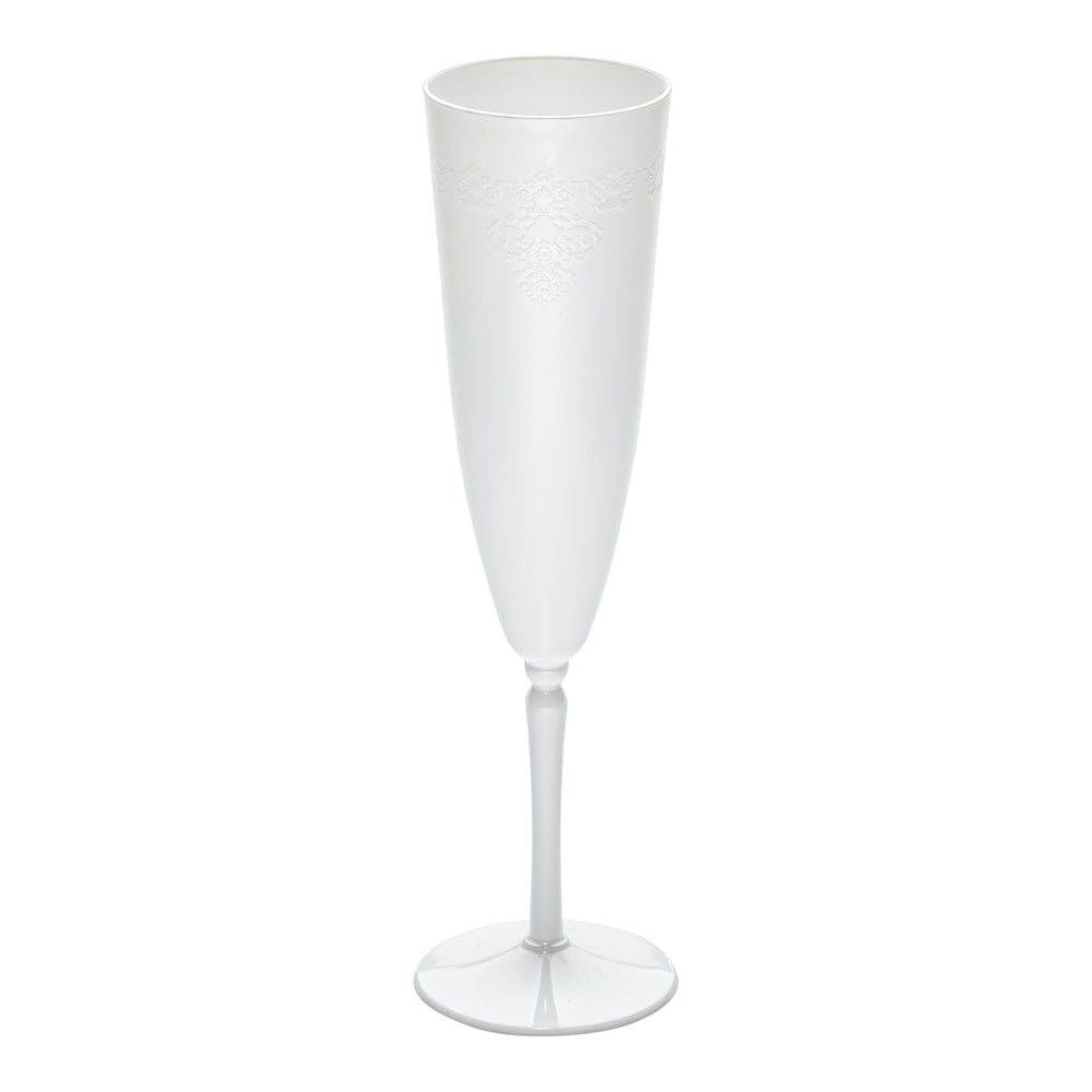 Bev Tek 4 oz White Plastic Wedding Champagne Flute - 1-Piece - 7 1/2" x 2 1/4" x 2 1/4" - 20 count box
