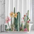 thumbnail image 3 of Tropical Plant Shower Curtain for Bathroom Decor, Cactus Floral Farmhouse Watercolor Plant Waterproof Fabric Shower Curtain, 72"x96" Set with 12 Hooks, 3 of 9